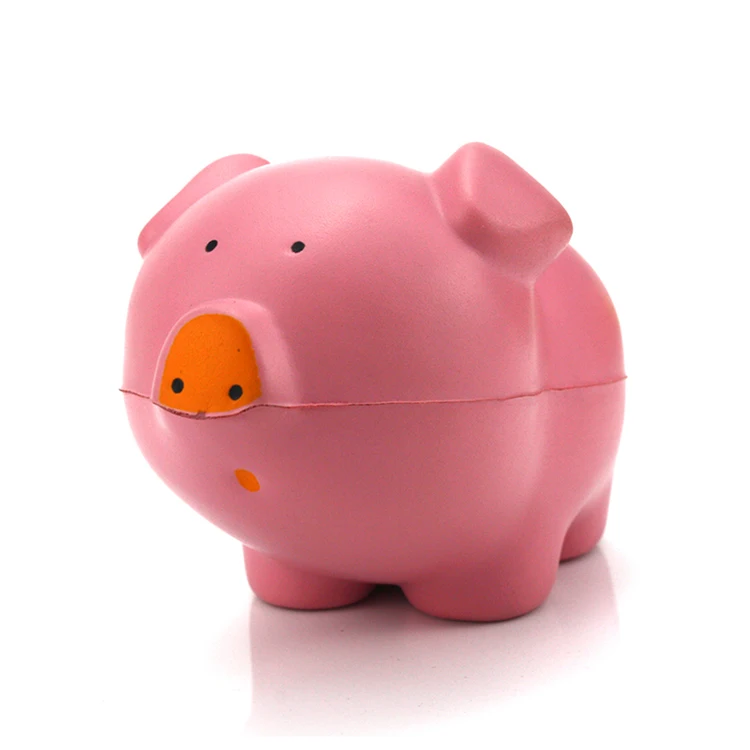 Quality Custom Logo Round Polyurethane Foam Pink Pig Shape Stress Ball For Gift