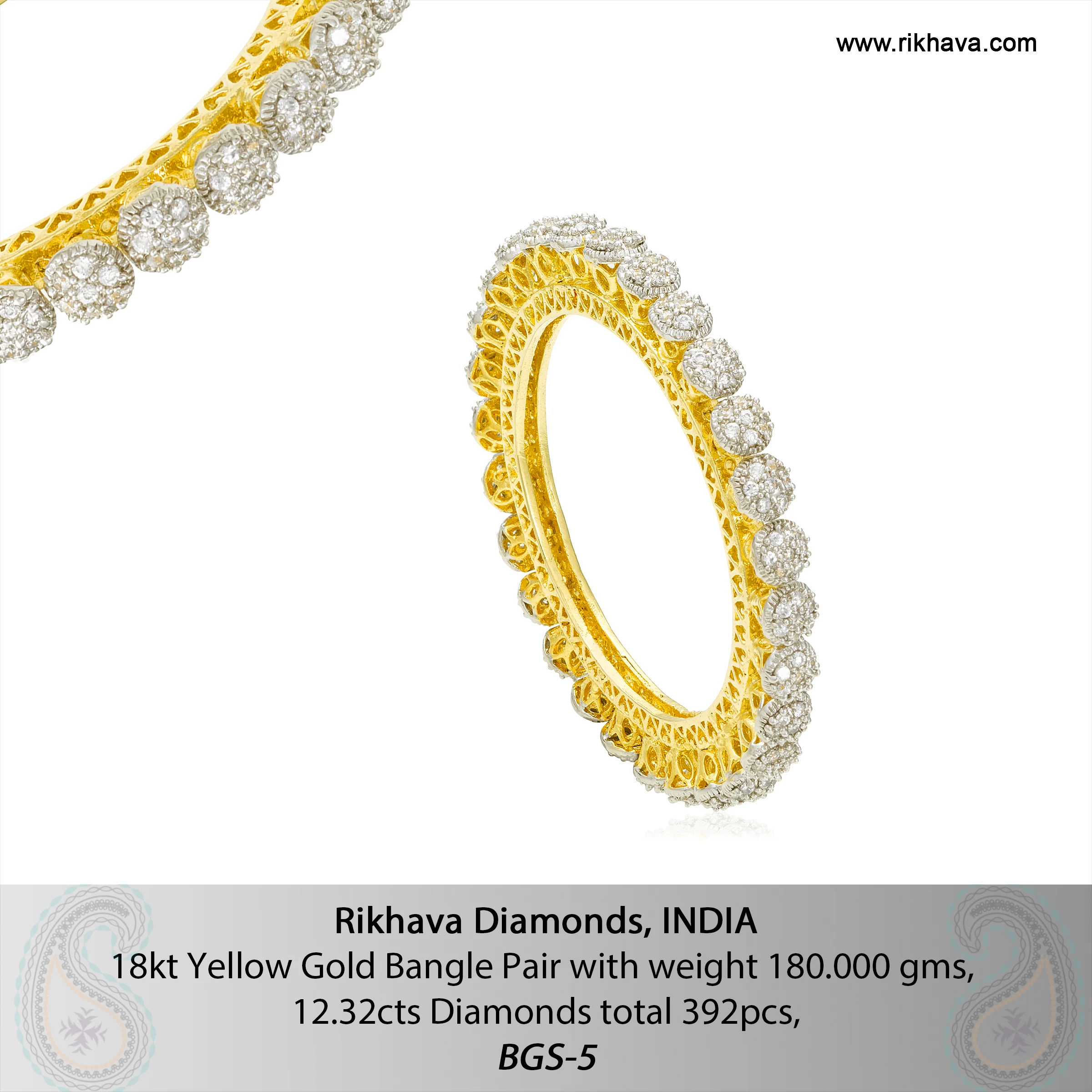 18kt Yellow Gold Bangle Pair Women Fashion Jewelry with Best Price and Quality From Indian Seller