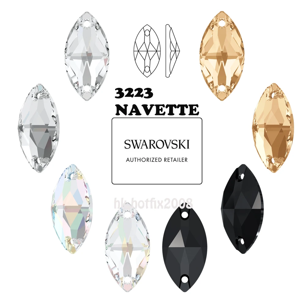 
Новый 3223 Navette ( 2 отверстия) Pick you want Crystal From Swarovski Elements Sew On Rhinestones 