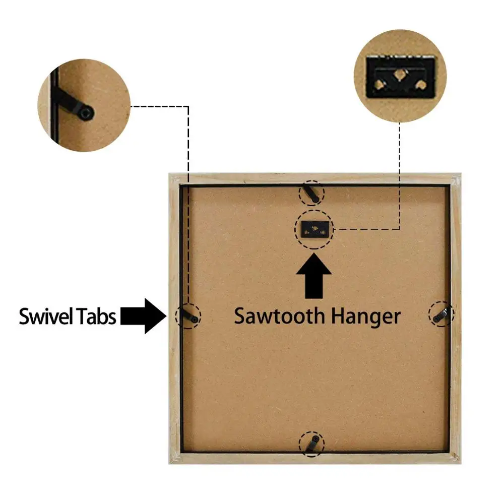 12x12 Square Wood Picture Frame, Matted to Fit Pictures 8x8 or 12x12 Without Mat (Black)