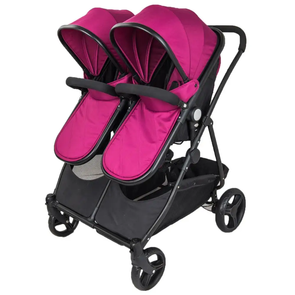 infant care durable twins 3 in 1 comfort trolley one hand folding lightweight large basket and one step brake baby twin stroller