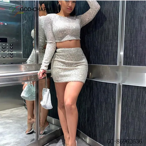 * GC-86962636 2022, Новое поступление, платье с открытыми плечами, сексуальное Two оптом Bestsale штук набор обтягивающие платья с завязками с длинным рукавом из двух частей комплект Женская одежда