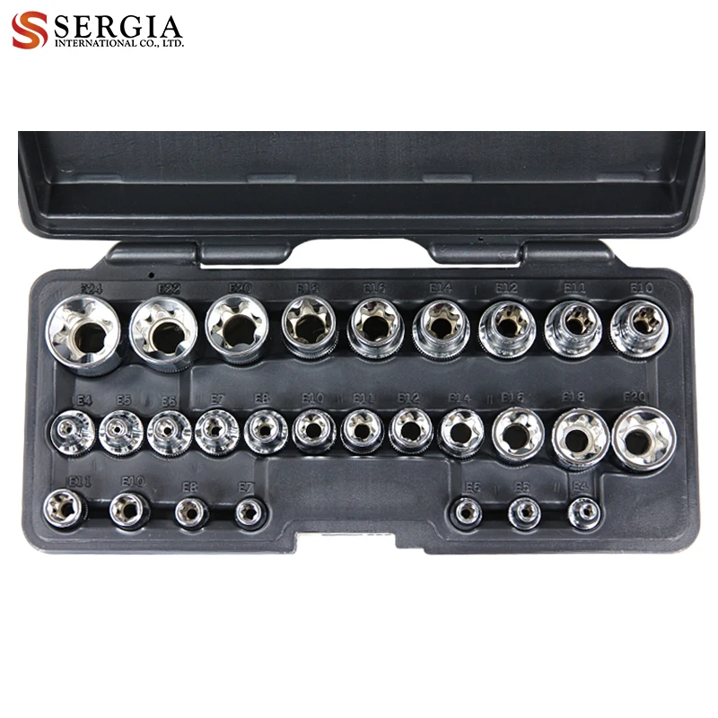 TAIWAN 28Pcs 1/2 3/8 1/4 inch E-Type Socket Set