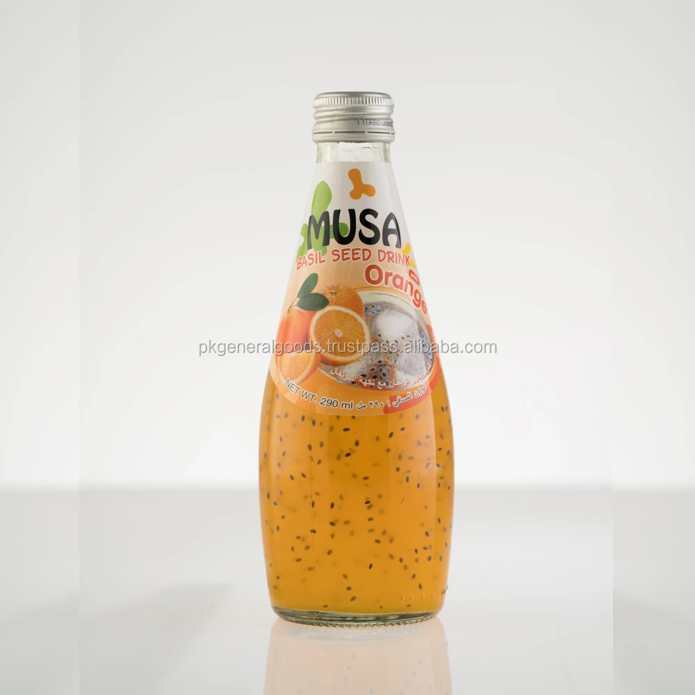
Basil Seed Drink Juice Glass bottle 290ml MUSA Brand 