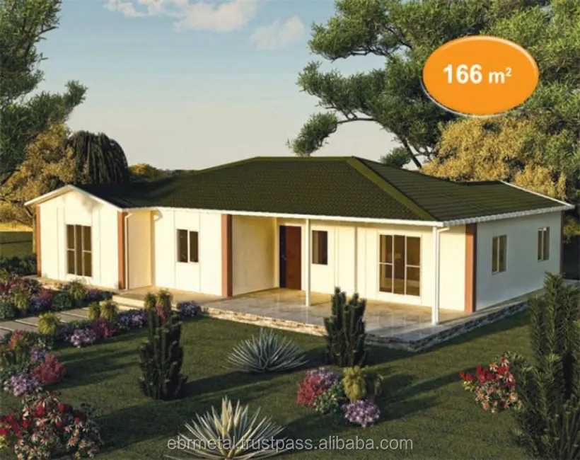
HIGH QUALITY PREFABRICATED HOUSE SINGLE STOREY-82 m2-->166 m2 