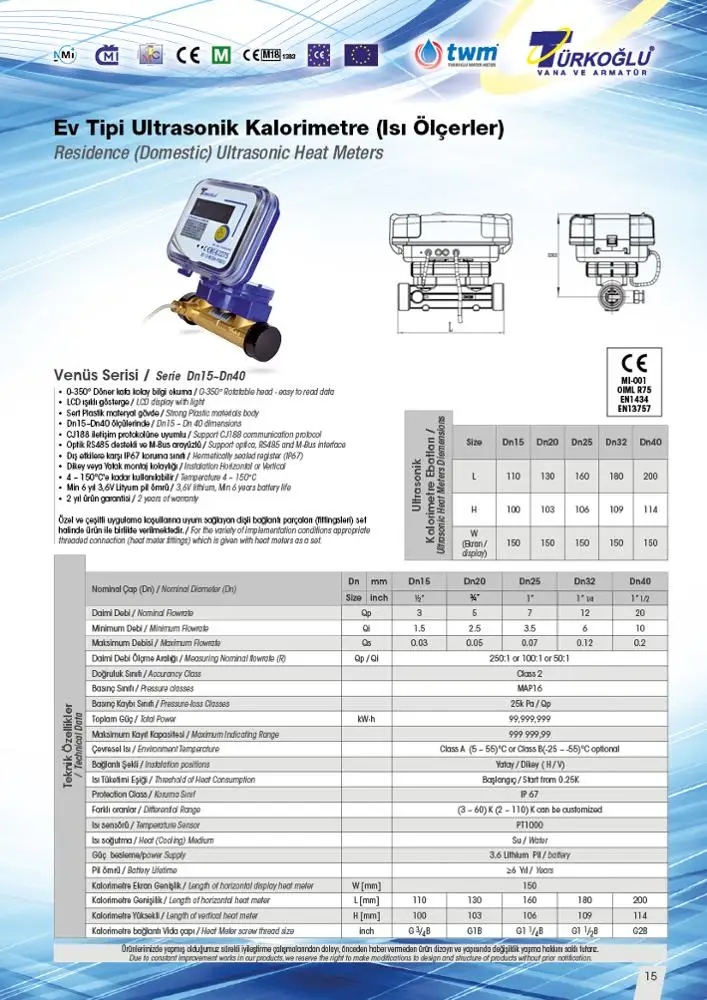 
DN40 Ultrasonic Heat Meter 