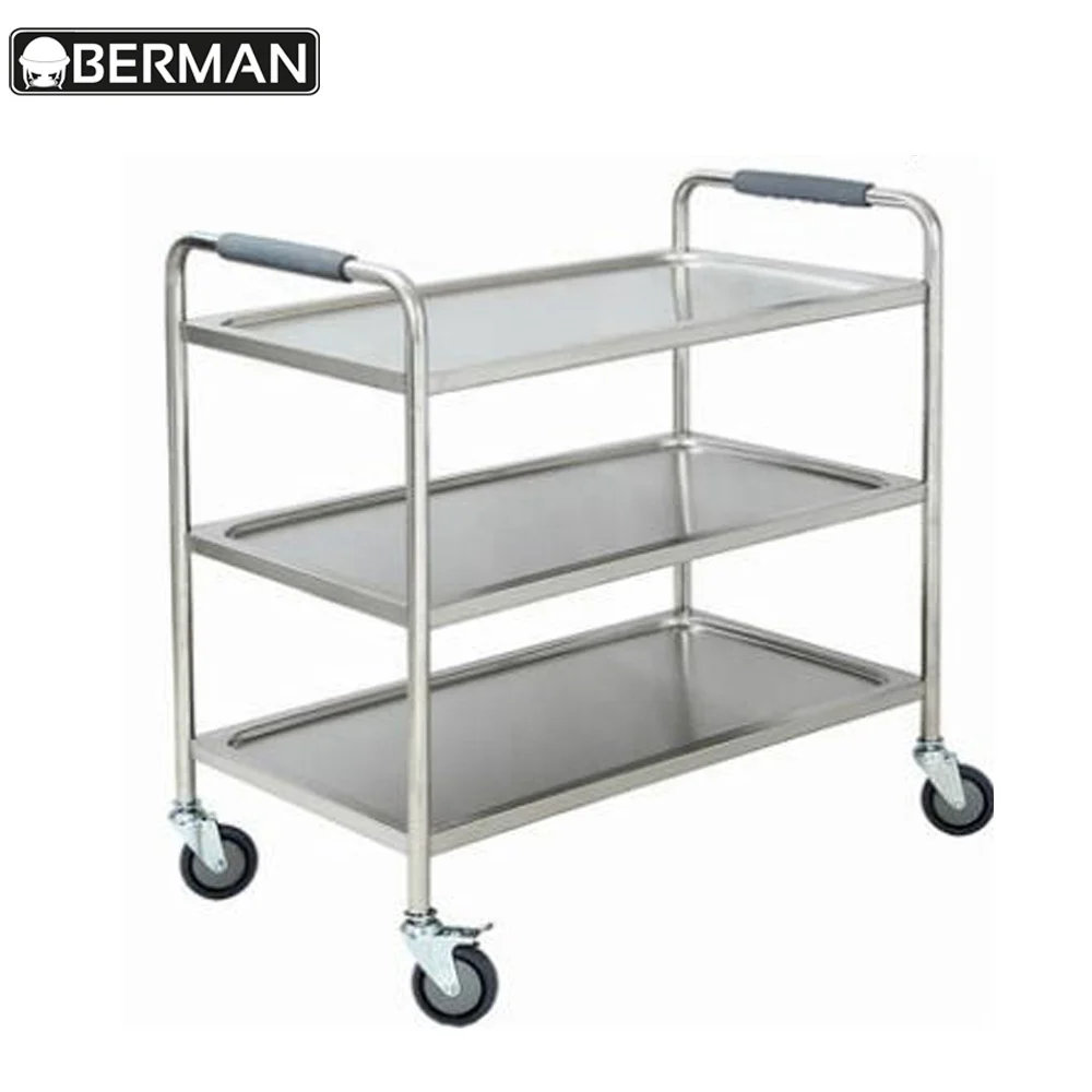 Hotel stainless steel 18/10 food service trolley/dining service cart/kitchen restaurant equipment