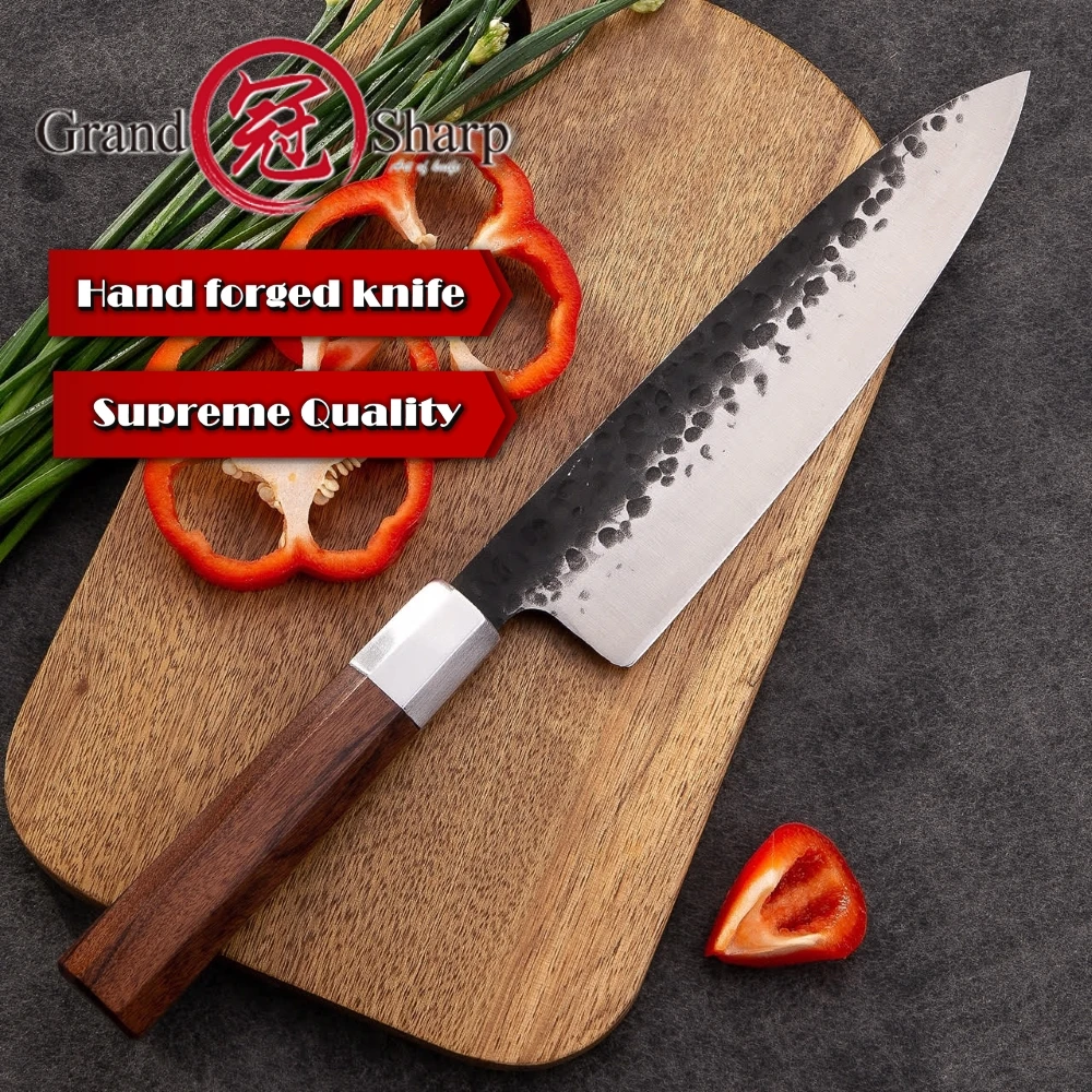 Handmade Chef Knife Japanese Kitchen Knives High carbon Steel Gyuto PRO Slicing Cooking Tools African Wood Handle Gift Box