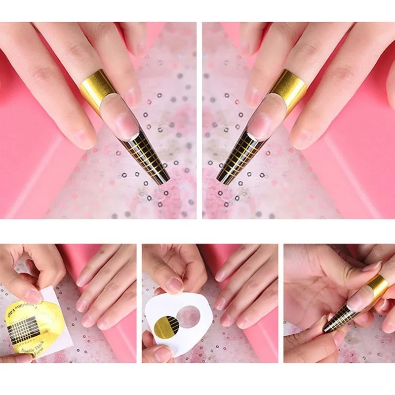 
500pcs Professional Nail Form for Acrylic Nail UV Extension Gel Polish builder form paper sticker mold 