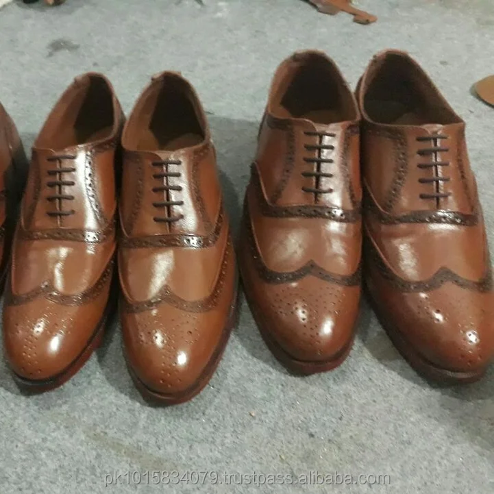 Brown Oxford Brogue Dress Shoes, Whole Sale Hand Crafted Mens Footwear