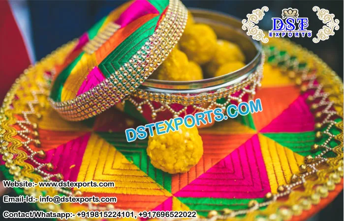 Traditional Phulkari Jaggo for Punjabi Wedding Tripple LED Jago Pot Wedding Decorated Light Fitted Jago