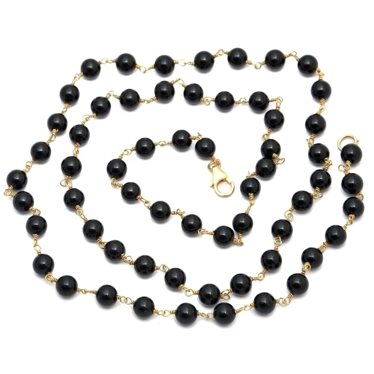 Turquoise Gold Plated Rosary Beaded Chain Necklace