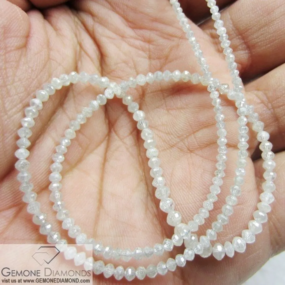 100% Natural White And Gray Diamond Beads Necklace At Wholesale Price In India,diamond beads Strands,diamond strand necklace