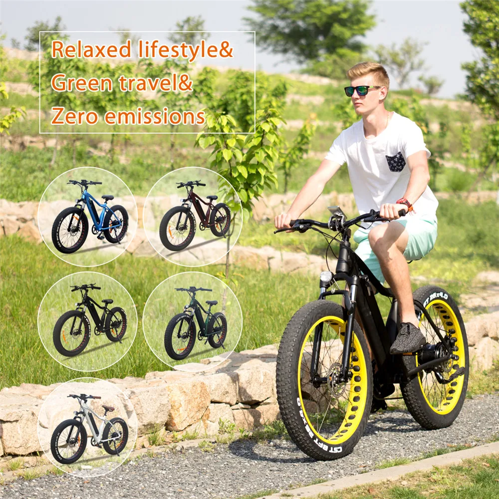 26 inch 250W 750W fat tire brushless motor 12Ah battery fat wheel electric mountain bike e bike fat tire cruiser electriC usa