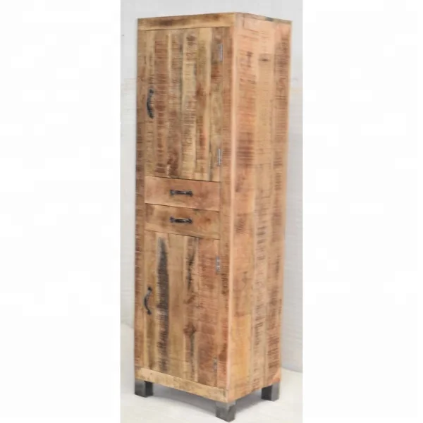Industrial Vintage Rough Mango Wood  Bedroom Living Room Office Hotel Workshop Apartment Storage Wardrobe Cabinet