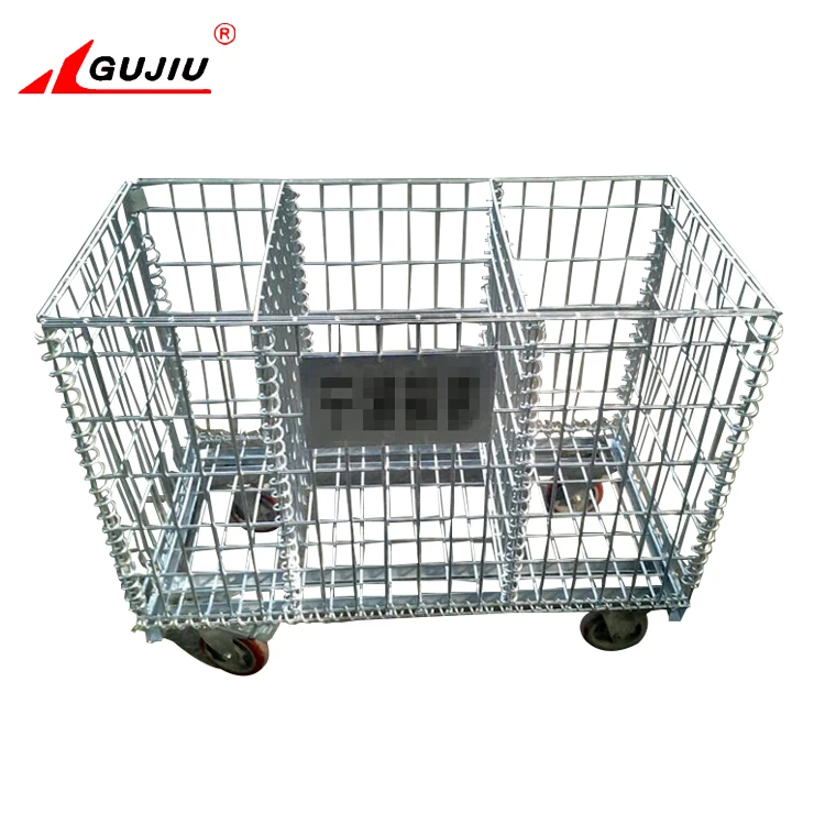 Forklift guide design industrial stain steel wire mesh collapsible baskets