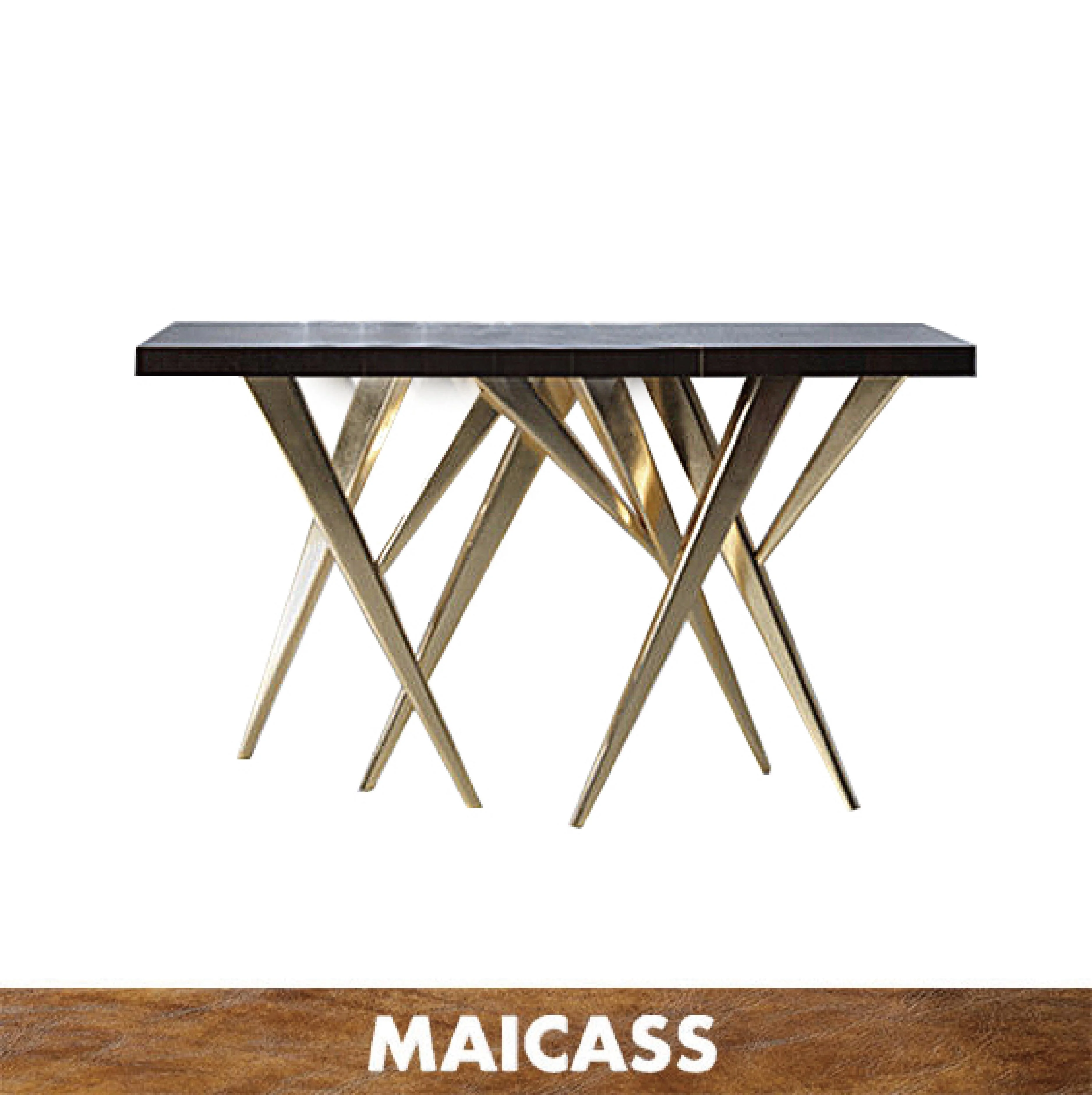
Luxury gold sharp leg rectangular wooden console table 