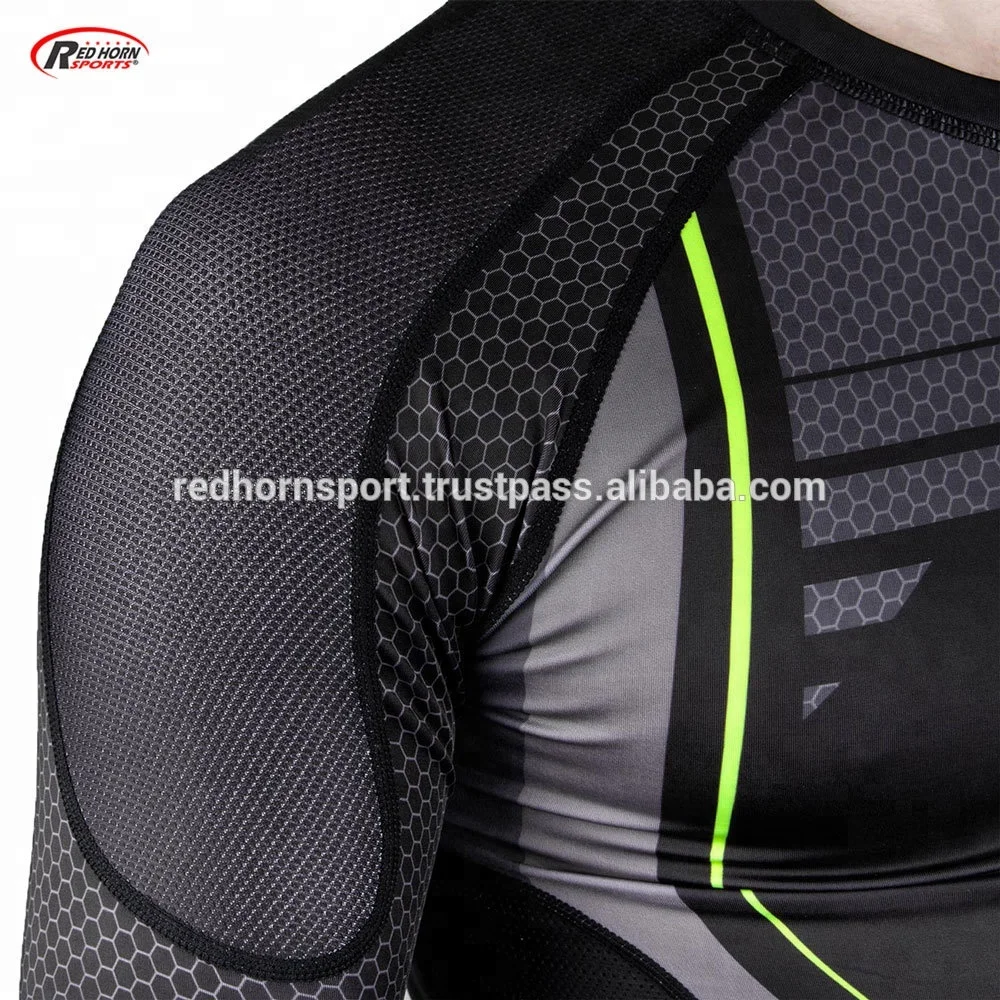 Sublimated Rash Guard MMA, Custom Printed Rash Guard Compression Shirts by Red Horn Sports  t shirt