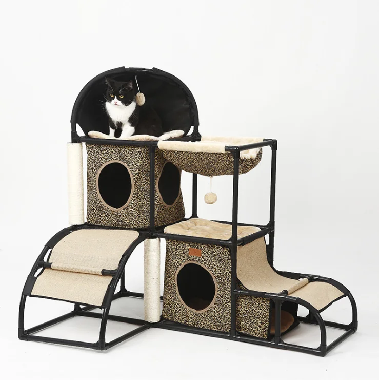 cat tree wooden customized design indoor cat house furniture