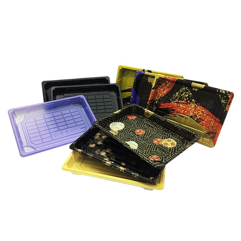 Taiwan Cherry Blossom Printing Pattern Japanese Sushi Tray Plastic Boxes For Food