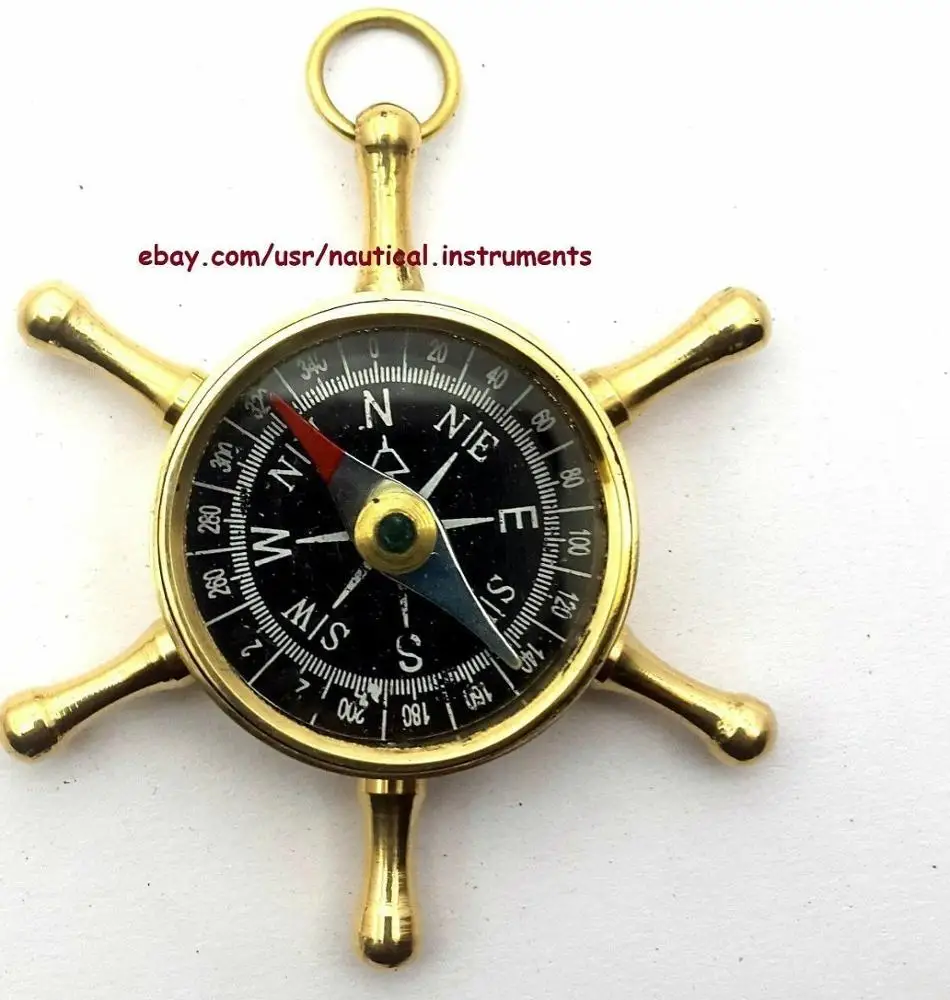 Nautical Brass Pocket Wheel Compass Vintage Marine Collectible Gift