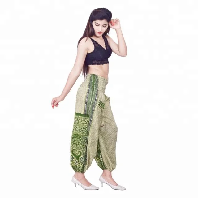 Vintage Indian Print Silk Harem Pants