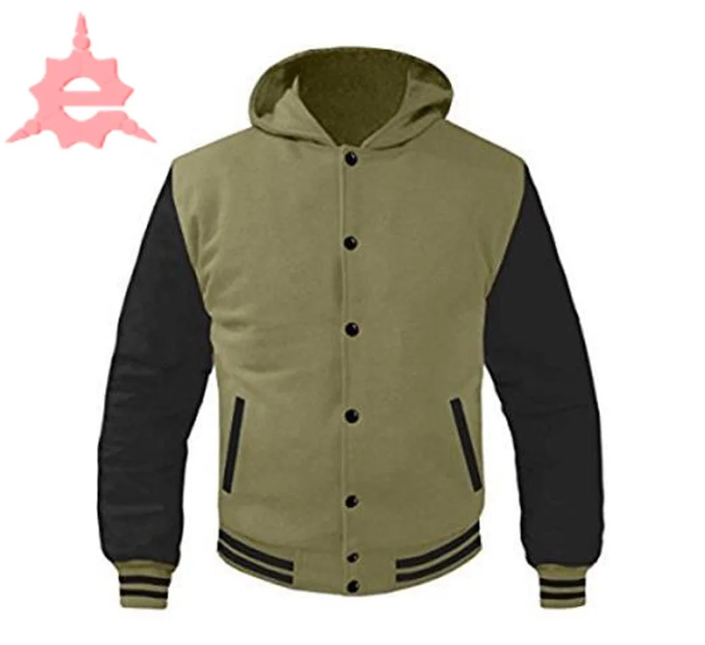 SUPERB LEATHER SLEEVE ORIGINAL AMERICAN VARSITY LETTERMAN COLLEGE BASEBALL WOMEN WOOL HOODIE JACKETS