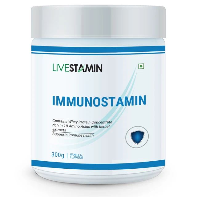 
Immunostamin Powder with Tulasi leaf Skimmed Milk Whey Protein Herbal Extracts Immune Booster Supplement private Label GMP ISO 