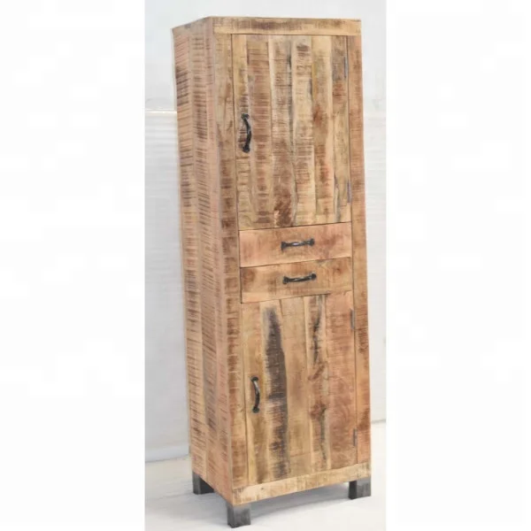 Industrial Vintage Rough Mango Wood  Bedroom Living Room Office Hotel Workshop Apartment Storage Wardrobe Cabinet