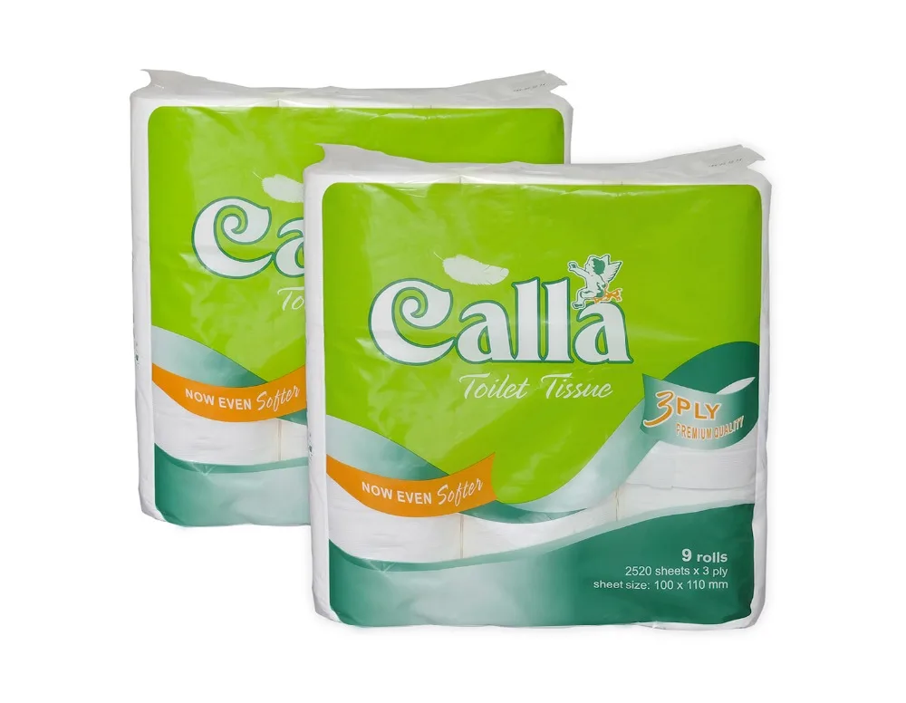 100% virgin pulp, 3 ply, 9 rolls,Calla Toilet tissue produced in Vietnam
