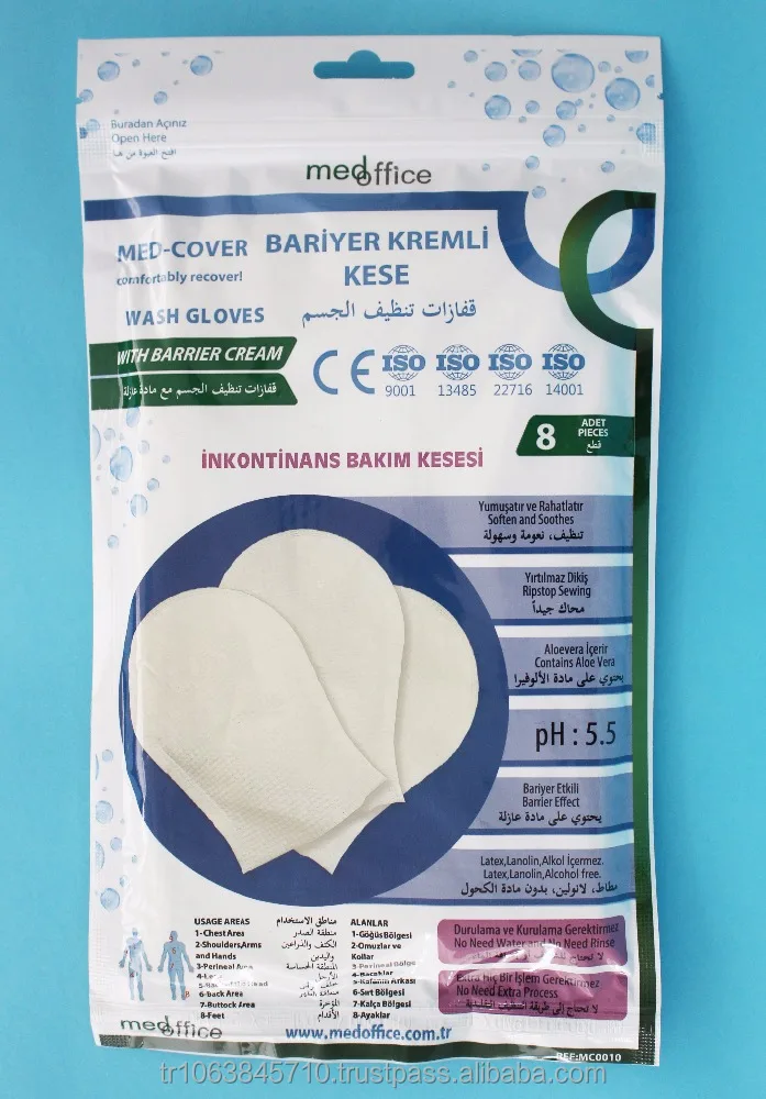 Ready-to-Use Healthcare Supply Total Body Cleaning and Care Wash Gloves