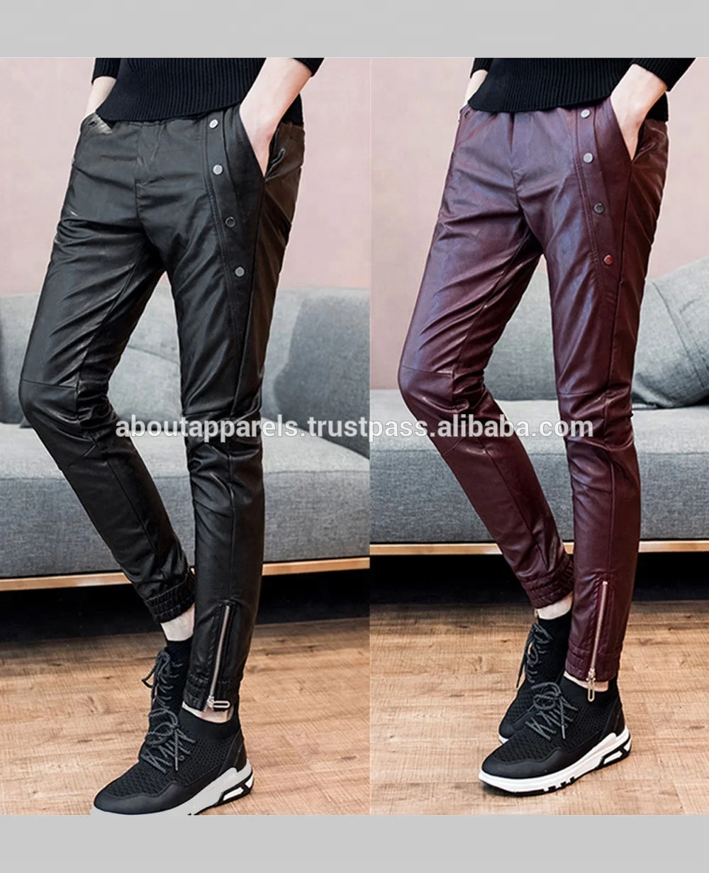 New suppliers wholesale custom made men Sheepskin & lambskin Leather pants baggy leather