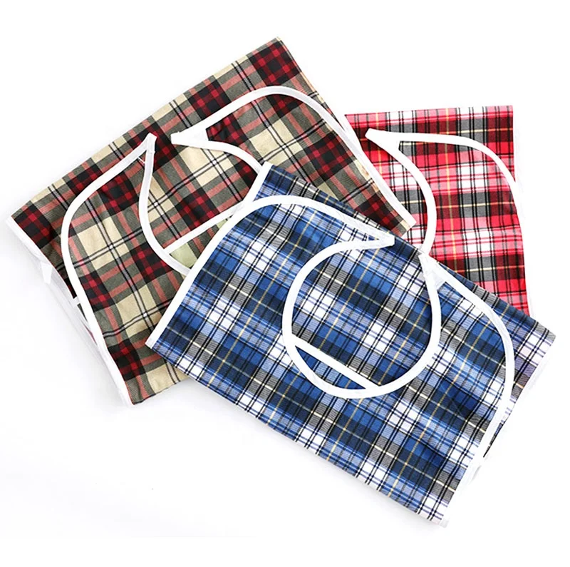 Classic Tartan Washable Clothing Protector Apron Adult Bib Senior Bibs