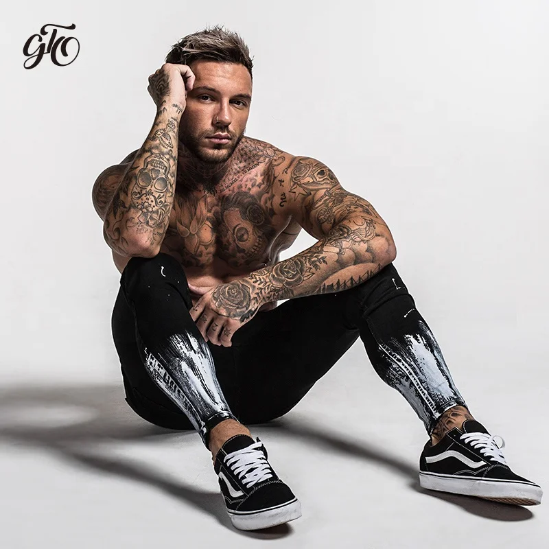 New Arrival Stretch Black Ripped Slim Fit Men Denim Jeans Dropship Jeans Zm40