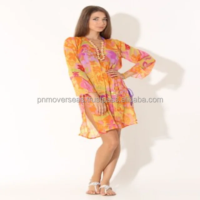 Summer Printed Beach Kaftan for Adults Made from Polyester