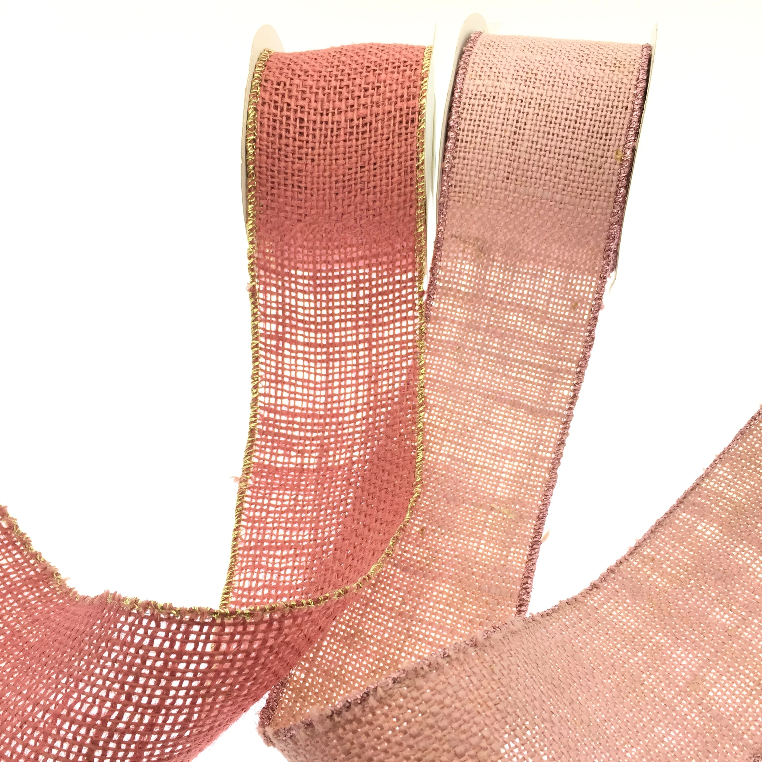 Complacent Jute Metallic ribbon Serge style stitch edge ribbon natural jute fabric ribbon for gift wrapping packaging