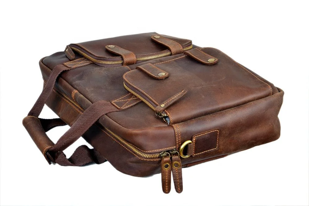 Genuine Vintage Leather Laptop Bag full grain leather leather messenger bags men shoulder bag