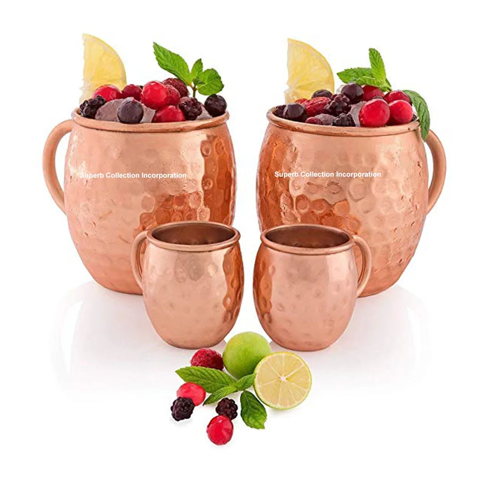 New hammered copper moscow mule mug set 2 With Barrel Mug Direct Indian Factory Sale