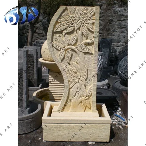 carved leaf design slate water fountain