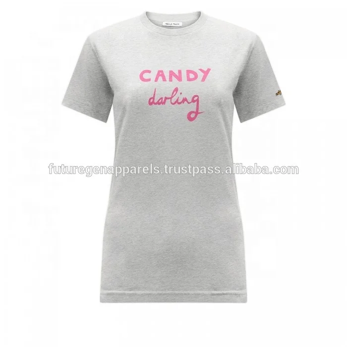 Woman T-shirt Casual OEM Service Crew Neck Print Pattern Single Jersey Knitted 100% Cotton Print Custom T-shirts with Pattern