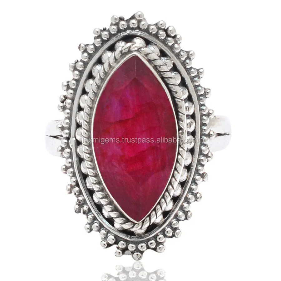Wholesale Ruby 8 * 16 mm Marquise natural gemstone 925 silver rings jewelry