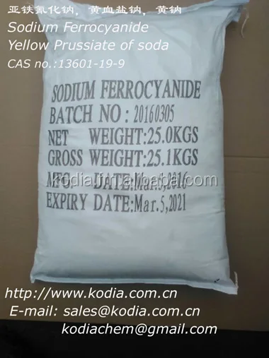 99% Sodium Ferrocyanide / Yellow Prussiate of soda CAS No.: 13601-19-9