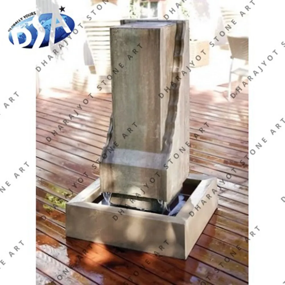 Beige sandstone patio waterfall fountain