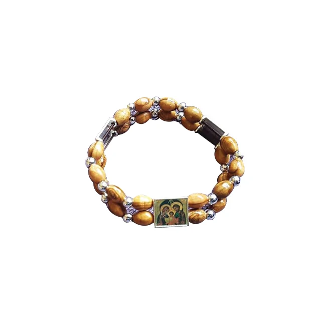 Olive Wood Prayer Bracelet/olive wood beaded bracelet rosary with icons