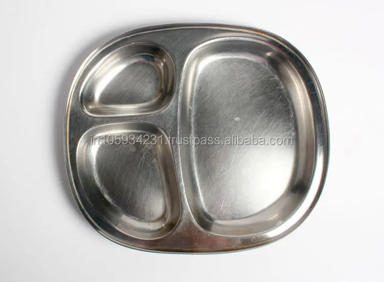 Stainless steel partition thali with shiny finish