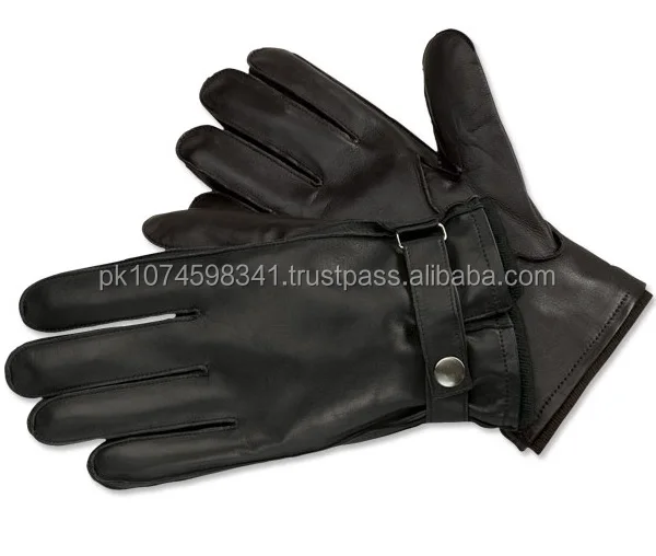 winter black cashmere lined deerskin leather gloves