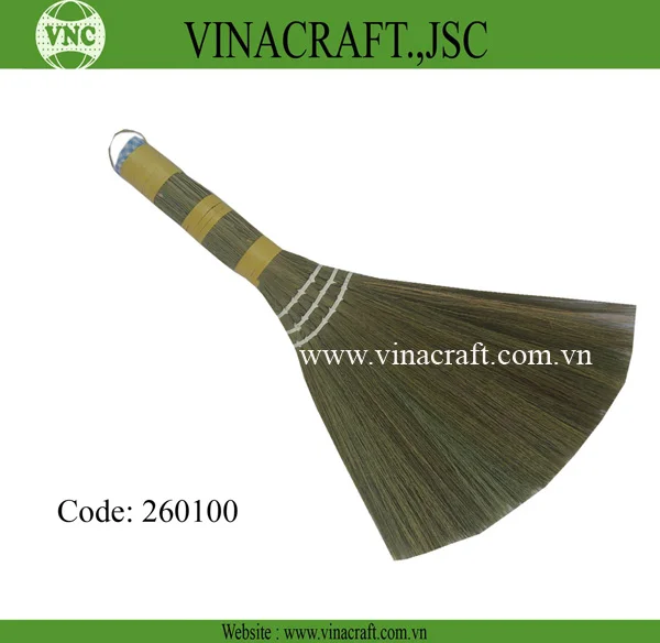 Decorative Traditional Seagrass Straw Broom Stick Cleaning Broom, Vietnamese Straw Soft Handle Broom in Vietnam Wholesale
