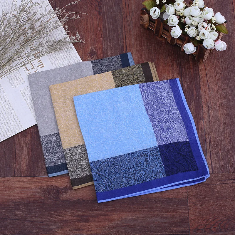 Винтажный жаккардовый высококачественный мужской носовой платок из 100% хлопка