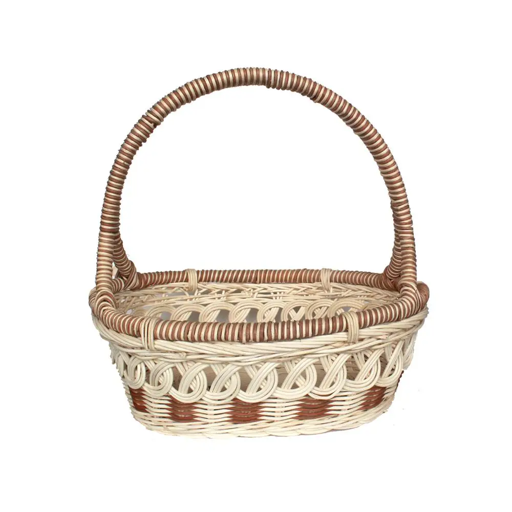 Rattan wicker storage basket and fruit storage basket with handle
