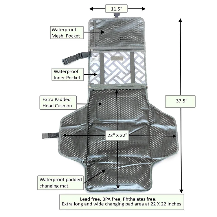 
Portable Changing Pad Diaper Travel Station for Baby Diapering Pad Detachable Mat Mesh 